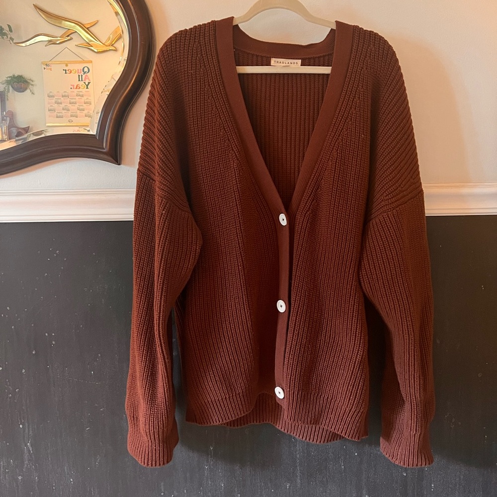 Tradlands Shelter Cardigan in Earth 1XL Plus